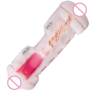 Here is an image of the high-quality silicone sleeve of Dual Hole Golden Thrusting Blowjob Machine Auto Male Masturbator, offering a skin-like feel for heightened pleasure.