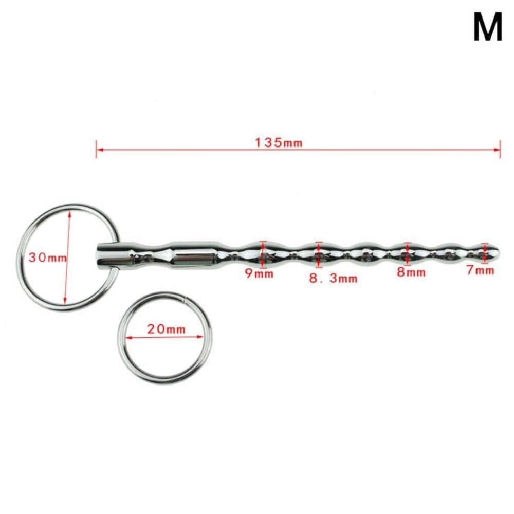 Princely Training Wand Urethral Beads featuring dimensions of small, medium, and large sizes for tailored comfort.