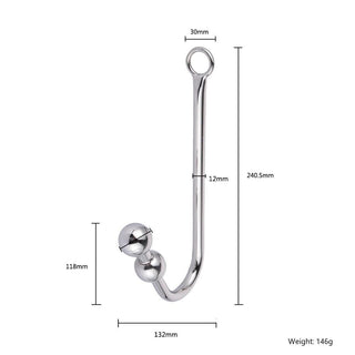 Beaded Stainless Steel Anal Hook 9.07 to 9.84 Inches Long