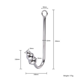 Beaded Stainless Steel Anal Hook 9.07 to 9.84 Inches Long
