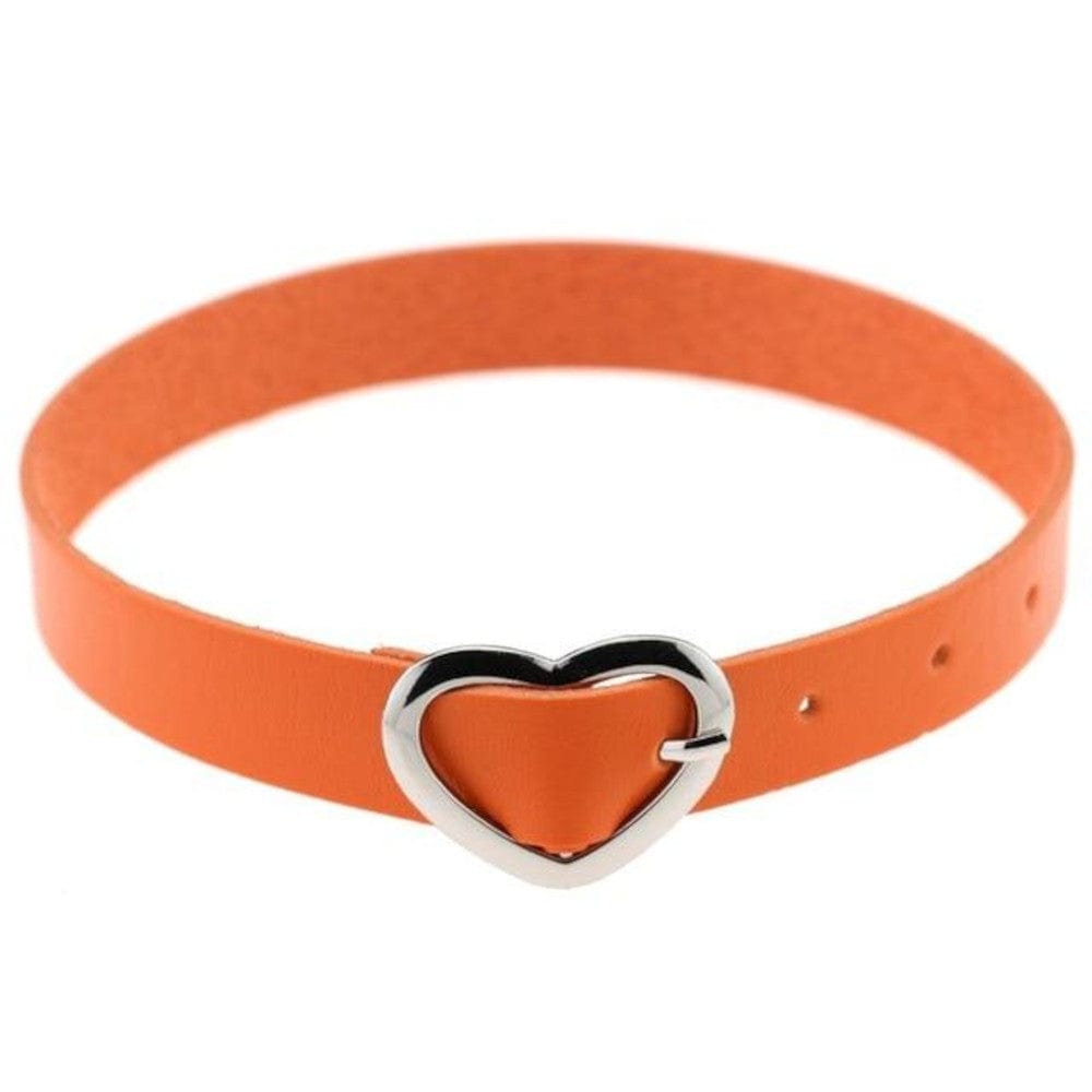 Image of Cute Heart-Shaped Buckle Baby Girl Collar in Fuchsia color