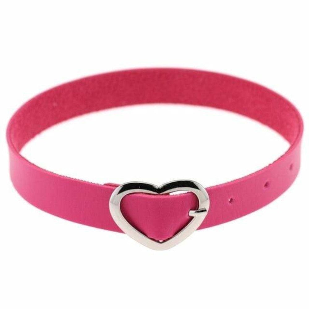 Image of Cute Heart-Shaped Buckle Baby Girl Collar made of PU Leather and Zinc Alloy