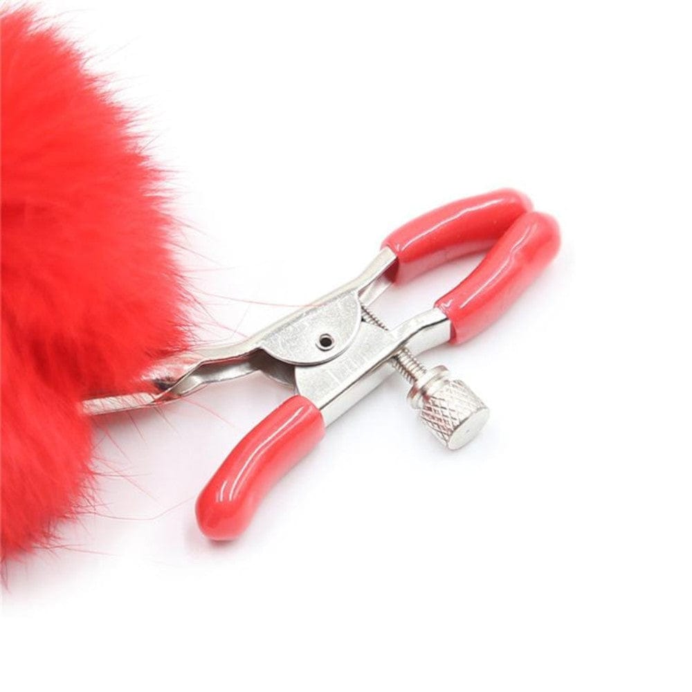 This is an image of Fun Time Sexy Clamps with fluffy balls for a playful touch and sensory contrast.