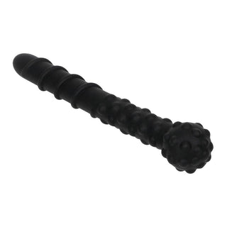 Sensual Spiked Rectal Stimulation Ribbed 7 Inch Anal Dildo ideal for anal training and teasing games.
