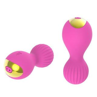 In the photograph, you can see an image of Pussy Therapy Remote Control Kegel Balls in purple color, made of silicone and ABS plastic.