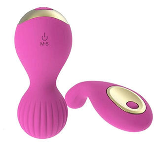 This is an image of the remote control for Pussy Therapy Kegel Balls, allowing easy access to 12 unique vibration modes.