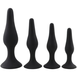 This is an image of a set of silicone anal training plugs designed for comfort and satisfaction.