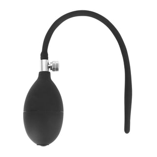 Here is an image of the 13.58-inch total length of the Black Inflatable Penis Plug.