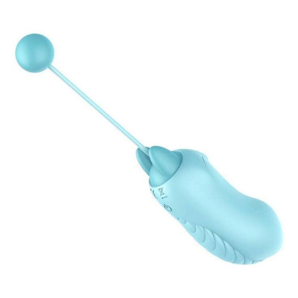In the photograph, you can see an image of 10-Speed Foxy Vibrating Kegel Balls 2pcs Set that is waterproof for sensual adventures beyond the bedroom.