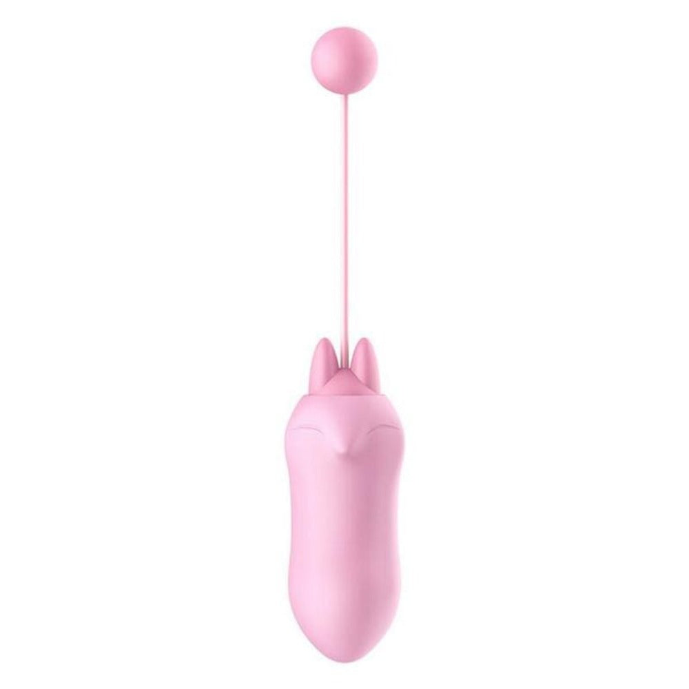 Check out an image of 10-Speed Foxy Vibrating Kegel Balls 2pcs Set with a foxy-like feature and looped silicone string for playful use.