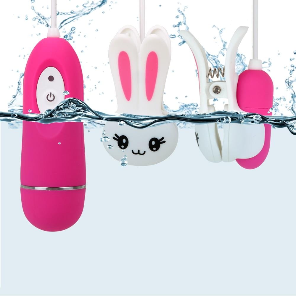 Here is an image of Cute Bunny Vibrating Clamps, showcasing the ergonomic design for a comfortable fit during use.
