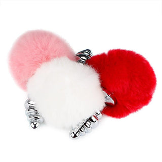 Colorful Ribbed Bunny Tail 5.7 Inches Long Backdoor Fun Accessory in vibrant White color