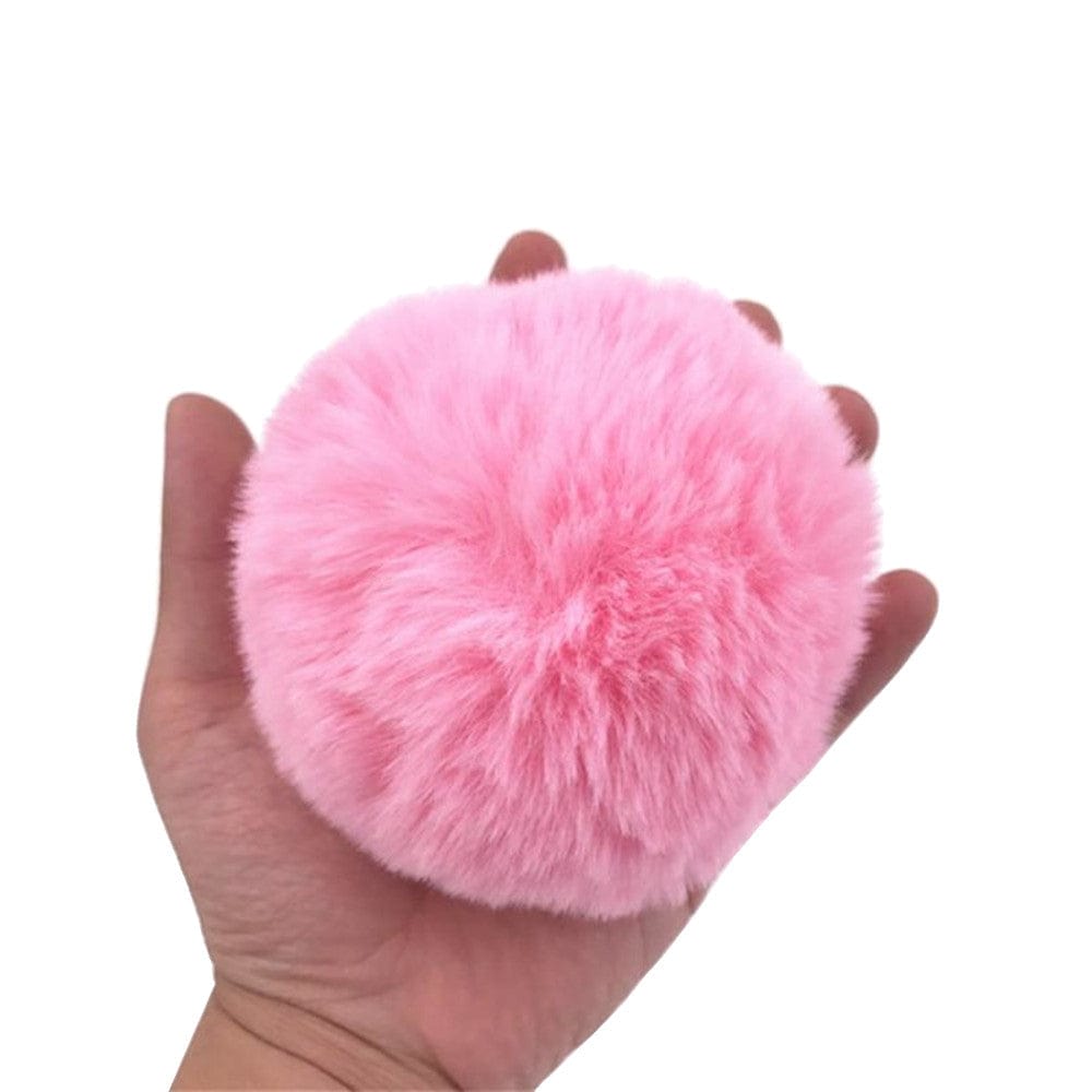 Pink Ribbed-Contoured Bunny Tail Butt Plug 2.7 to 3.5 Inches Long