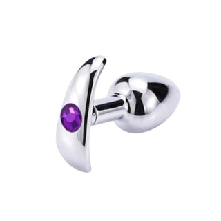 Here is an image of Anchor-Inspired Princess Metal Jeweled Butt Plug in silver color adorned with different colored rhinestones, designed for comfort, pleasure, and safety.