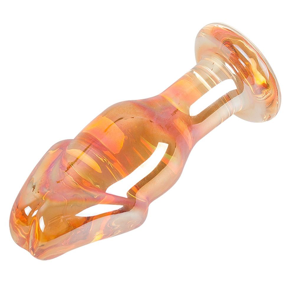 Photo of Luxurious Translucent Golden Cute Penis-Like Glass Dildo for rich sensations.
