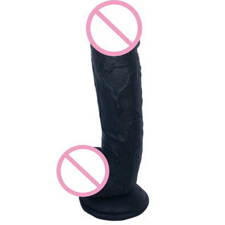 Pictured here is an image of Flexible Black Mandingo Textured Dildo, 9 inches long and 1.97 inches wide, made of PVC for deep penetration and sensual fulfillment.
