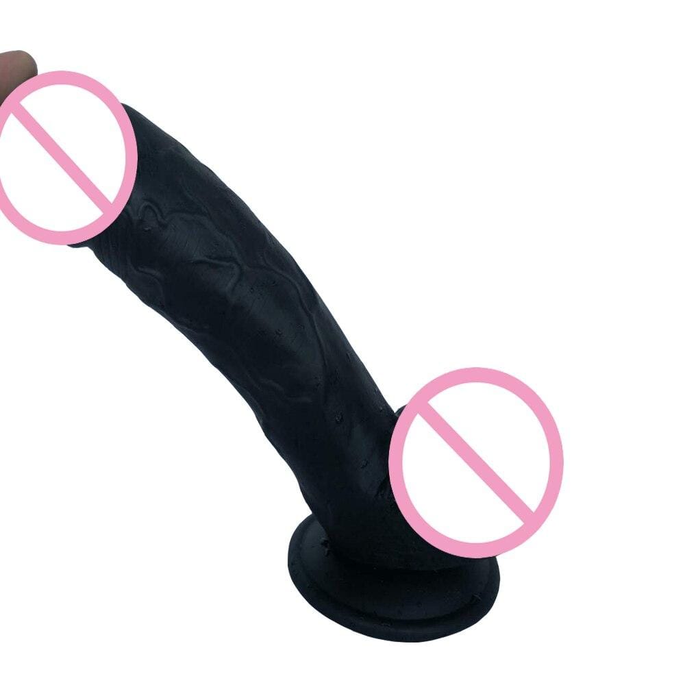 This is an image of a 9 inch long black dildo, ideal for stretching and fulfilling your desires.