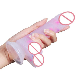 This is an image of Fantastic 7 Inch Soft Jelly Dildo, showcasing a flexible yet rigid shaft with a prominent corona and veiny texture for G-spot or prostate stimulation.
