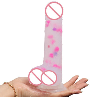 Feast your eyes on an image of Fantastic 7 Inch Soft Jelly Dildo, made of medical-grade silicone for safe vaginal or anal play, complete with balls and a powerful suction cup.