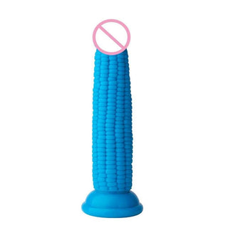 Blue Corn 8 Inch Fetish Fantasy Dildo in blue silicone material with textured bumps for extra stimulation.