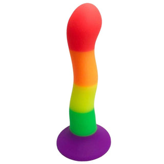 Colorful silicone dildo offering 6.2 inches insertable length and 1.1 inches thickness.