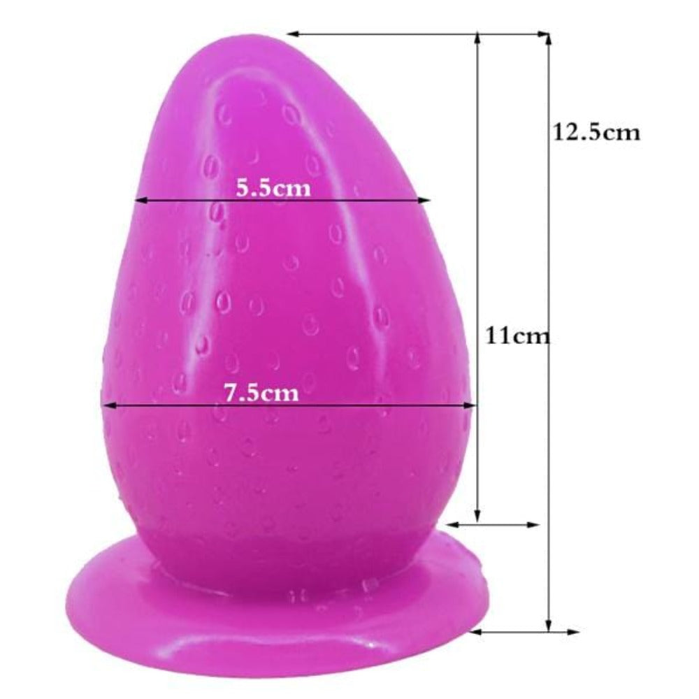 Purple Strawberry Anal Dildo With Suction Cup