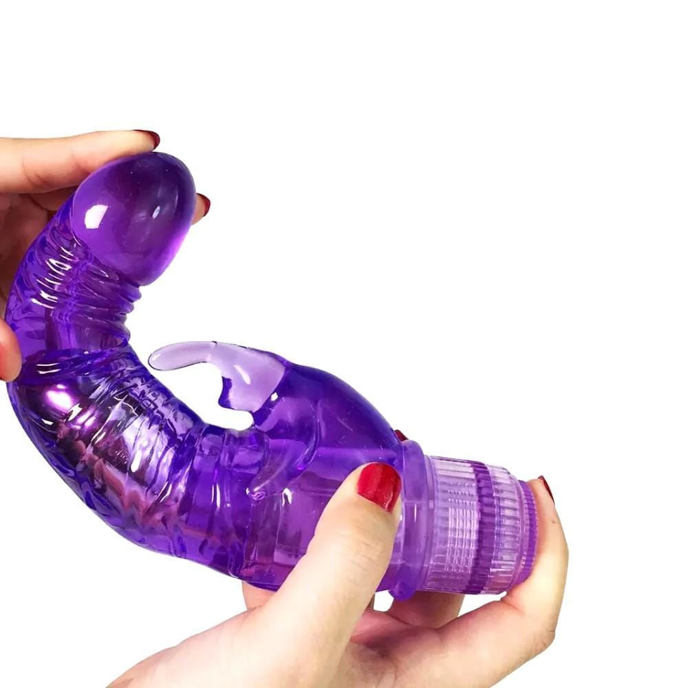 A pink soft rabbit vibrating dildo that vibrates, providing multiple types of vibrations by twisting and turning the knob on the base for intense pleasure.
